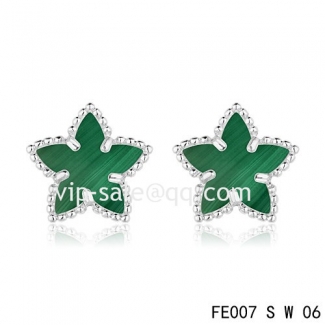 Cheap Van Cleef & Arpels Sweet Alhambra Star Earrings White Gold,Malachite